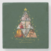 6 Photo Tree Shape Christmas Card Stenen Onderzetter (Voorkant)