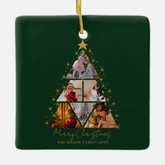 6 Photo Tree Shape Christmas memory Keramisch Ornament (Voorkant)