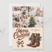 6 Photo Western Bow & Boots Christmas Feestdagenkaart (Voorkant)