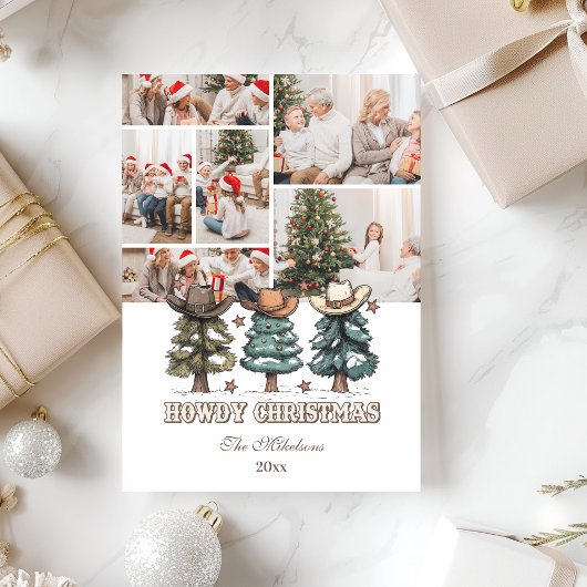 6 photo Western Howdy Christmas Feestdagenkaart