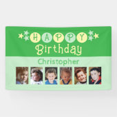 6 photos happy birthday name kids green party spandoek (Horizontaal)