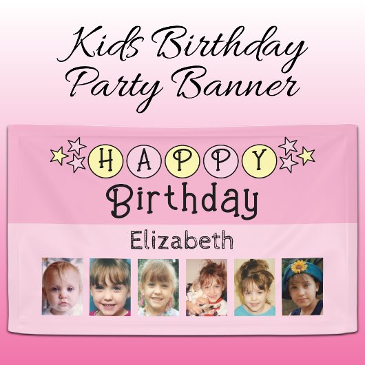 6 photos happy birthday name kids pink party spandoek