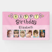 6 photos happy birthday name kids pink party spandoek (Horizontaal)