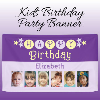6 photos happy birthday name kids purple party spandoek