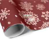 6 Pic Custom Roos Gold Glitter Snowflakes Red Cade Cadeaupapier (Rol Hoek)