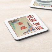 6 plastic onderzetters - snoepjesgel met 麻 麻 将 (Linkerzijde)