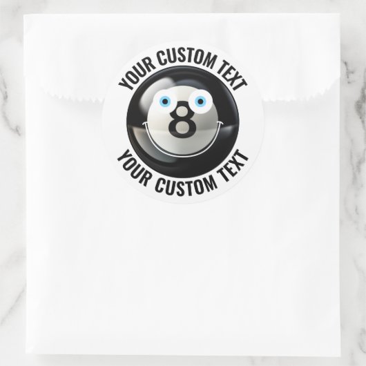 6 Pool 8 Bal Gepersonaliseerde Tekst Custom Happy Ronde Sticker (Tas)