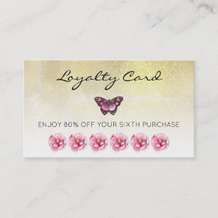 *~* 6 Punch Hole Flowers Butterfly Loyalty Card Visitekaartje