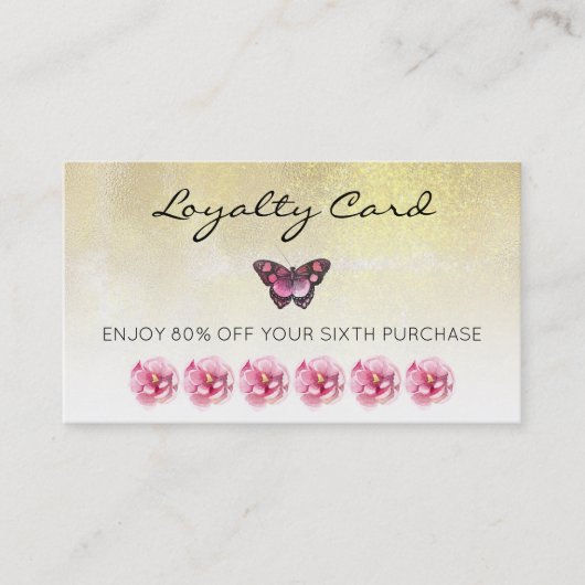 *~* 6 Punch Hole Flowers Butterfly Loyalty Card Visitekaartje (Voorkant)