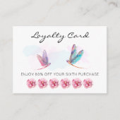 *~* 6 Punch Hole Pink Blue Dragonfly Loyalty Card (Voorkant)