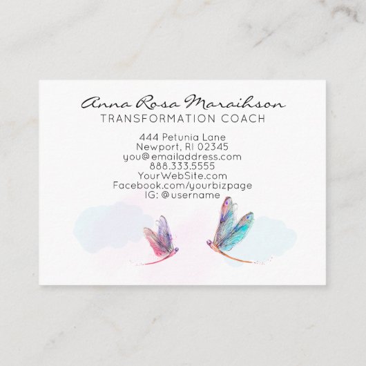 *~* 6 Punch Hole Pink Blue Dragonfly Loyalty Card (Achterkant)