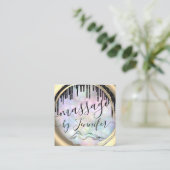 6 Punks Massage Spa Wellness Studio Holograaf Vierkante Visitekaartje (Staand voorkant)