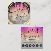6 Punks Massage Spa Wellness Studio Pink Gold Vierkante Visitekaartje (Voorkant / Achterkant)