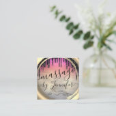 6 Punks Massage Spa Wellness Studio Pink Gold Vierkante Visitekaartje (Staand voorkant)