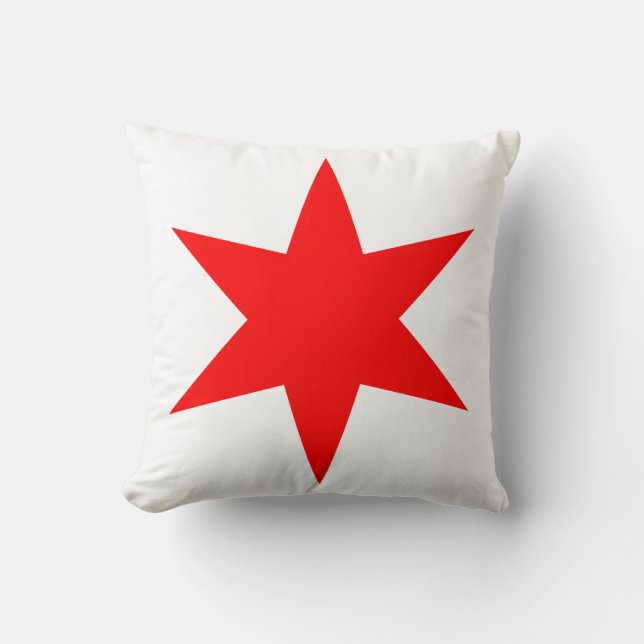 6-punts Chicago Flag Red Star Kussen (Voorkant)