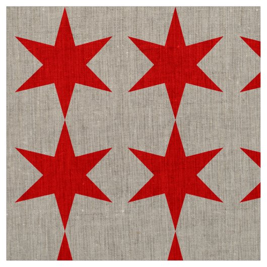 6-punts Chicago Flag Red Star Stof (Swatch)