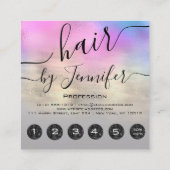 6 Punts Hair Lash Makeup Studio Pink Gold Blue Vierkante Visitekaartje (Achterkant)