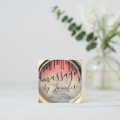 6 Punts Massage Spa Wellness Studio Unieke Gold Vierkante Visitekaartje (Staand voorkant)