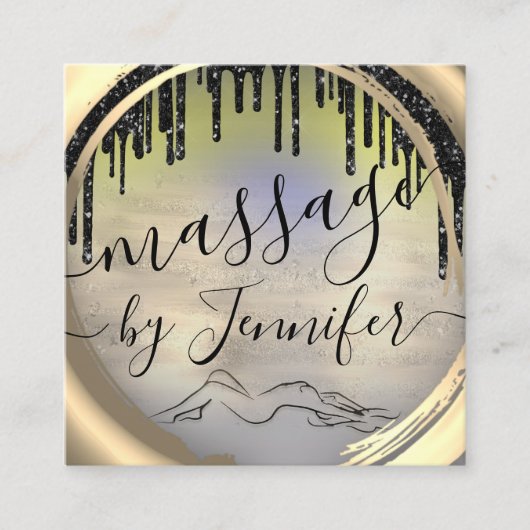 6 Punts Massage Spa Wellness Studio Unieke Vierkante Visitekaartje (Voorkant)