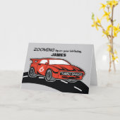 6 Rode sportauto's Kaart (Gele Bloem)