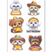 6 Schattigee Taco dinsdag Puppies Sticker (Voorkant)