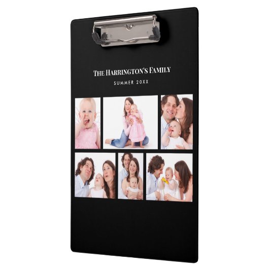 6 Secties Aangepast foto Eenvoudig elegant zwart L Klembord (Links)