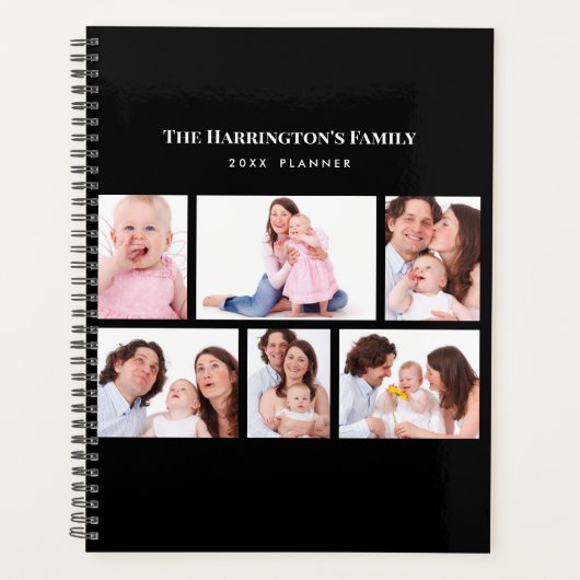 6 Secties Aangepast foto Eenvoudig elegant zwart L Planner (Voorkant)