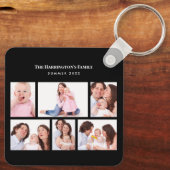 6 Secties Aangepast foto Eenvoudig elegant zwart L Sleutelhanger (Achterkant)