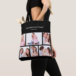 6 Secties Aangepast foto Eenvoudig elegant zwart L Tote Bag