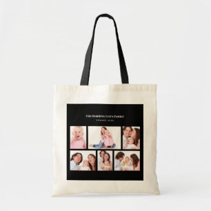 6 Secties Aangepast foto Eenvoudig elegant zwart L Tote Bag