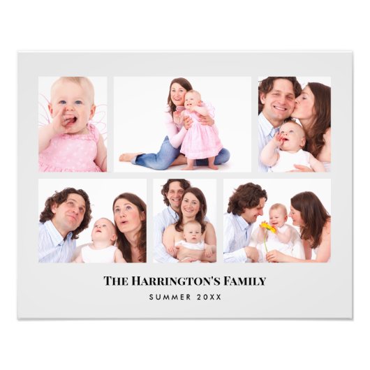 6 Secties Aangepaste foto-minimalistisch grijze Li Foto Afdruk (Voorkant)