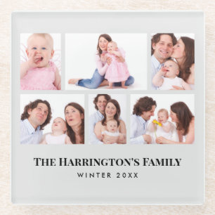 6 Secties Aangepaste foto-minimalistisch grijze Li Glazen Onderzetter