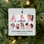 6 Secties Aangepaste foto-minimalistisch grijze Li Keramisch Ornament<br><div class="desc">Een prachtig eenvoudig minimalistisch scherm van zes familiefoto's, verdeeld in 3 delen bovenaan en 3 delen onderaan met teksten onderaan. Sla die gelukkige herinneringen op en personaliseer het met uw eigen foto's (familie, vrienden, rebonden) en teksten. Ideaal als een aangepast cadeau voor je geliefden.</div>