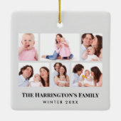 6 Secties Aangepaste foto-minimalistisch grijze Li Keramisch Ornament (Achterkant)