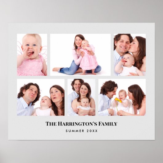 6 Secties Aangepaste foto-minimalistisch grijze Li Poster (Voorkant)