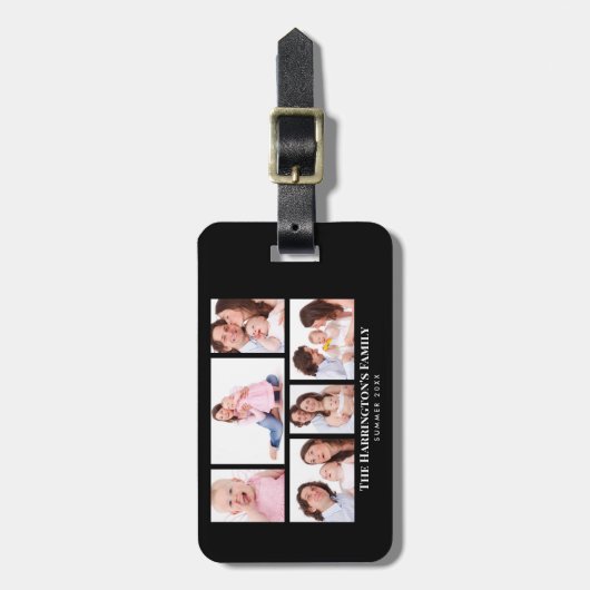 6 Secties Aangepaste foto zwarte Lijsten Bagagelabel (Voorkant verticaal)
