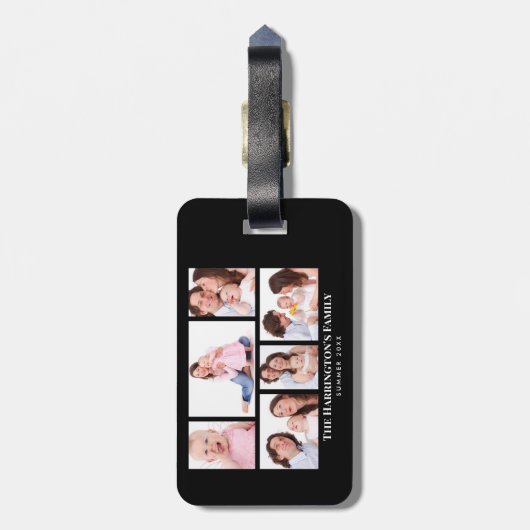 6 Secties Aangepaste foto zwarte Lijsten Bagagelabel (Achterkant verticaal)