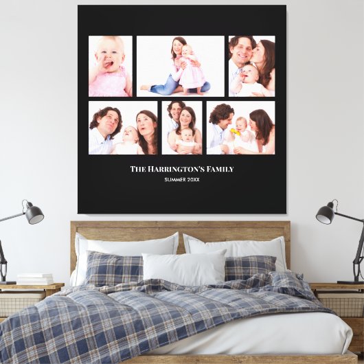 6 Secties Aangepaste foto zwarte Lijsten Canvas Afdruk (Insitu (Slaapkamer))