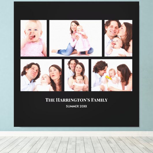 6 Secties Aangepaste foto zwarte Lijsten Canvas Afdruk (Insitu (Houten vloer))