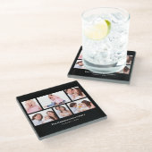 6 Secties Aangepaste foto zwarte Lijsten Glazen Onderzetter (Schuin)