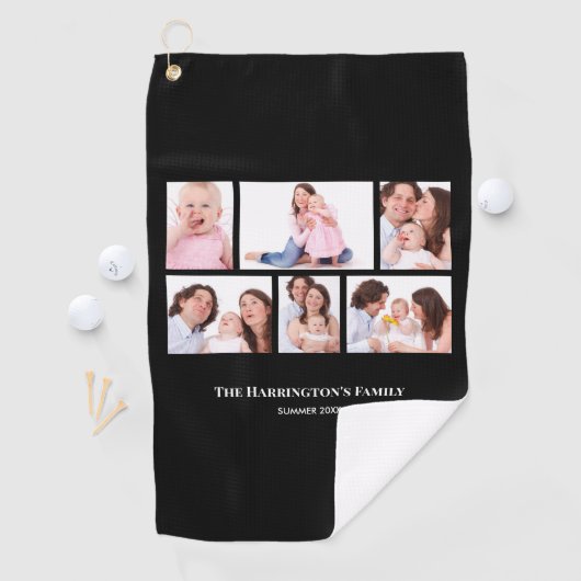 6 Secties Aangepaste foto zwarte Lijsten Golfhanddoek (Insitu)