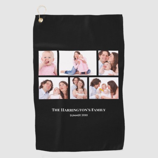 6 Secties Aangepaste foto zwarte Lijsten Golfhanddoek (Voorkant)