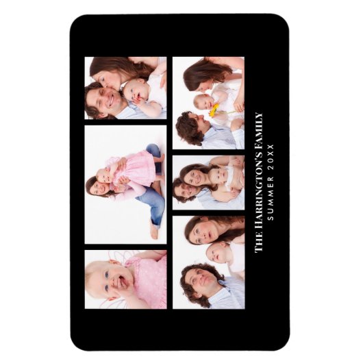 6 Secties Aangepaste foto zwarte Lijsten Magneet (Verticaal)