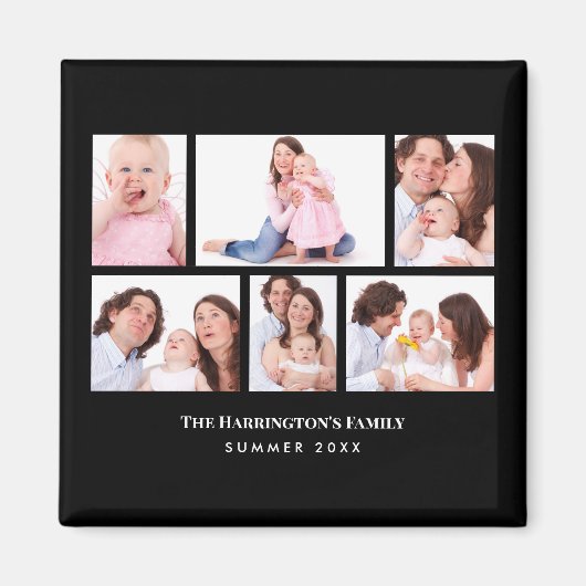 6 Secties Aangepaste foto zwarte Lijsten Magneet (Voorkant)