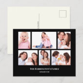 6 secties aangepaste zwarte fotolijsten briefkaart (Voorkant / Achterkant)