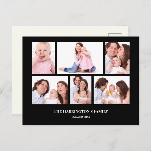 6 secties aangepaste zwarte fotolijstjes briefkaart (Voorkant / Achterkant)