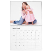 6 secties Familiefoto Minimalistische Grijze Lijst Kalender (Mar 2026)
