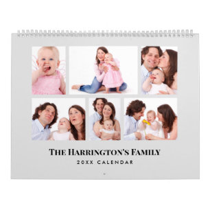 6 secties Familiefoto Minimalistische Grijze Lijst Kalender