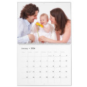 6 secties Familiefoto Minimalistische Grijze Lijst Kalender (Jan 2026)