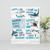 6 Shark Kinder Classroom Valentijnsdagen Kaarten Briefhoofd (Staand voorkant)